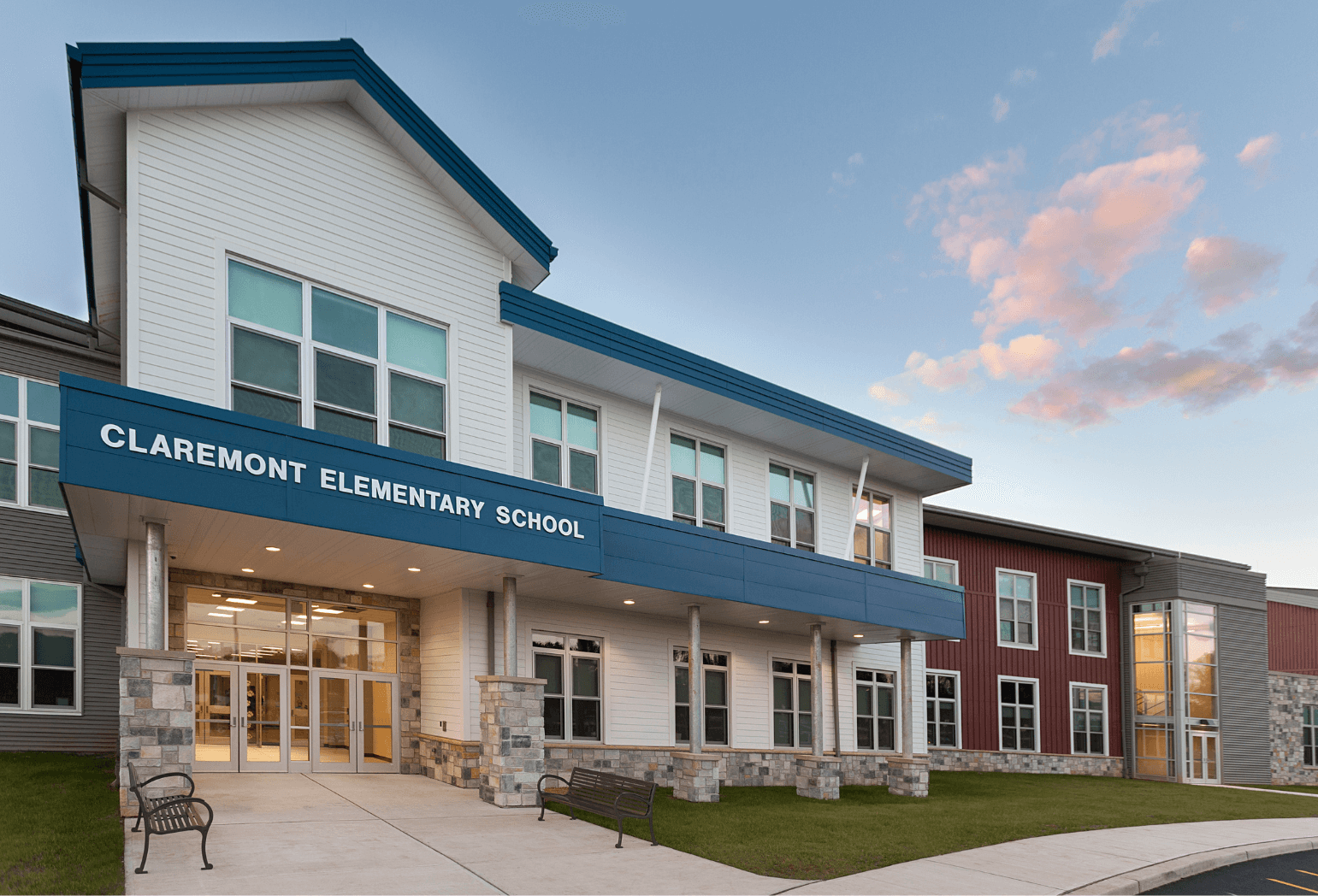 An exterior look at Claremont Elementary School.